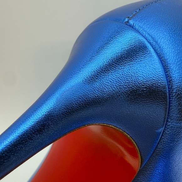 CHRISTIAN LOUBOUTIN HOT CHICK 100 METALLIC BLUE LIMITED EDITION SIZE 41 - Picture 6 of 10